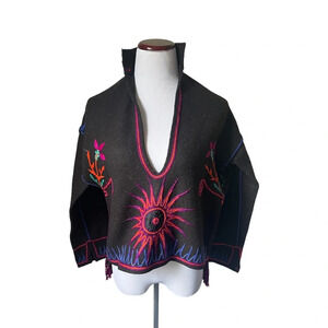 RARE Vintage 1960s Handmade Embroidered Wool Pullover Jacket